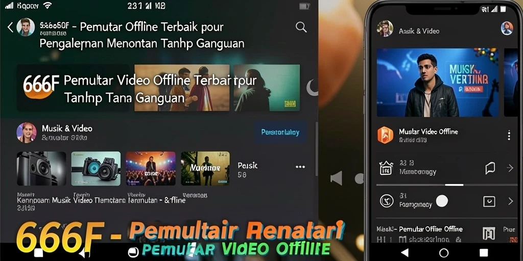 Antarmuka pengguna 666F menunjukkan fungsi Pemutar Video Offline yang sederhana dan intuitif.
