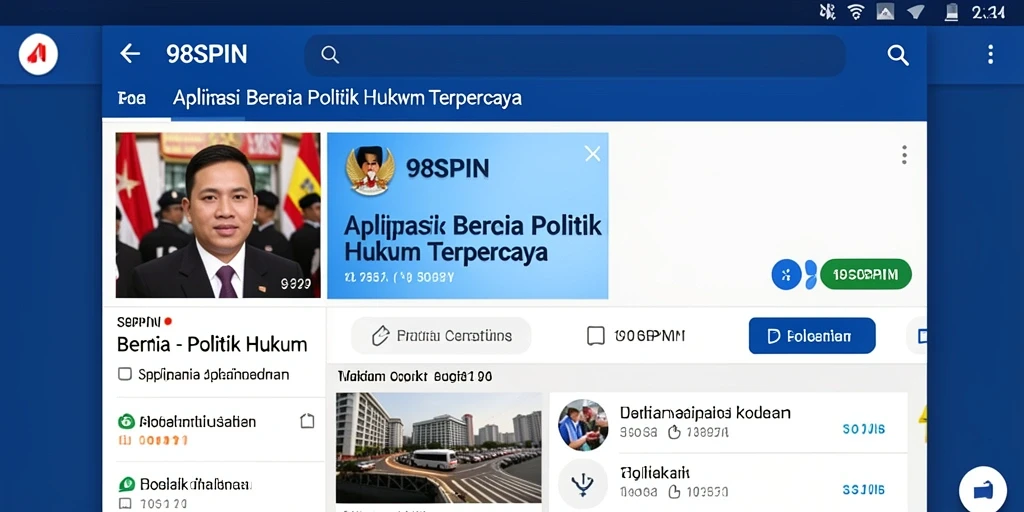 Tampilan antarmuka 98SPIN untuk berita politik dan hukum.