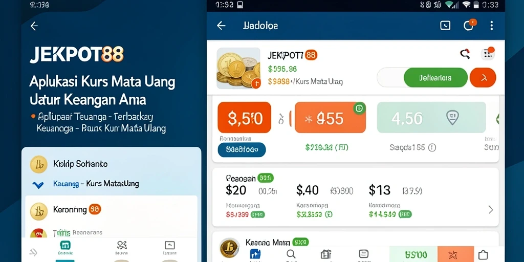 Tampilan antarmuka pengguna aplikas Kurs Mata Uang JEKPOT88 yang informatif.