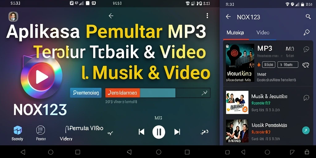 Tampilan antarmuka aplikasi NOX123 sebagai Pemutar MP3.