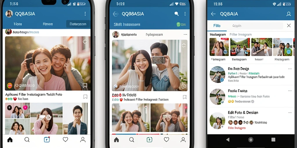 Tampilan antarmuka aplikasi QQ88ASIA dengan berbagai pilihan filter.